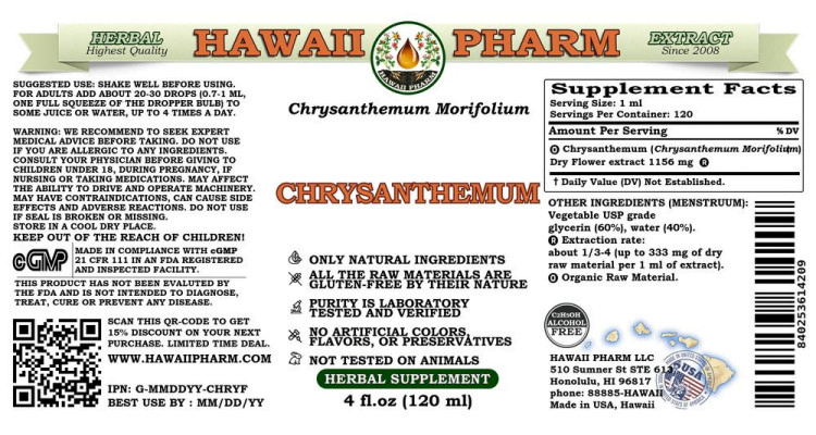 chrysanthemum alcohol free hawaii pharm pura fons