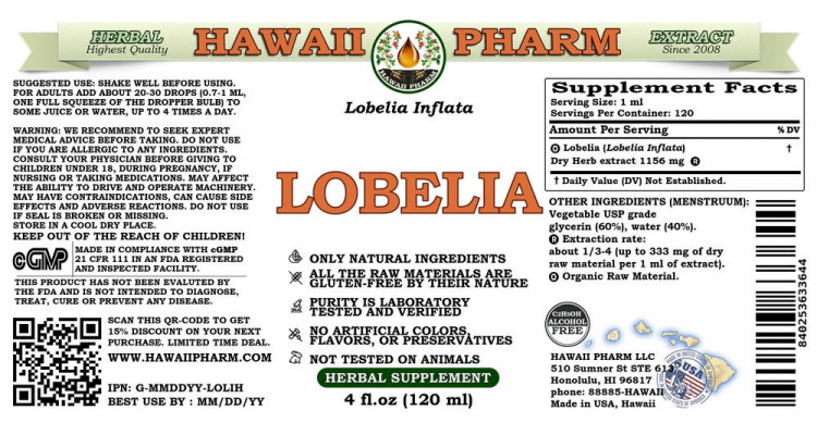 lobelia alcohol free hawaii pharm pura fons