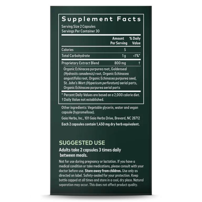 Discover the supplement facts, ingredients, and use of Echinacea Goldenseal Capsules