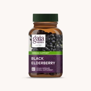A bottle Gaia Herbs Black Elderberry contains 60 capsules