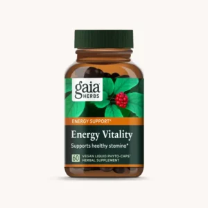 A bottle of Gaia Herbs Energy Vitality supplement - 60 capsules