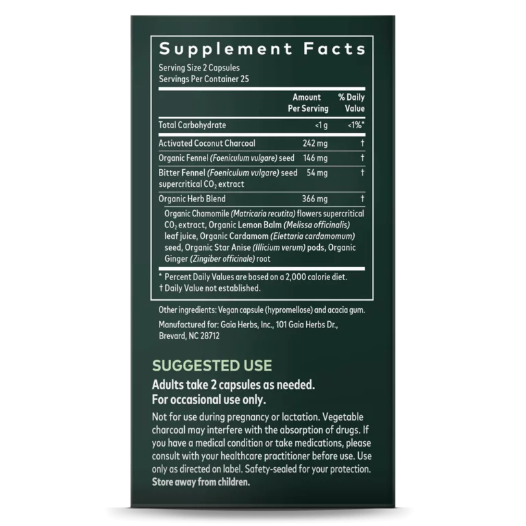 Gas & Bloating supplement - nutritional value, components, and applications.