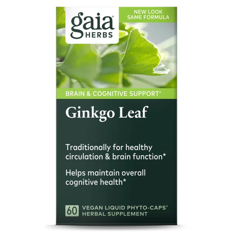 Gaia Herbs' Ginkgo Leaf herbal extract comes in a bottle of 60 capsules