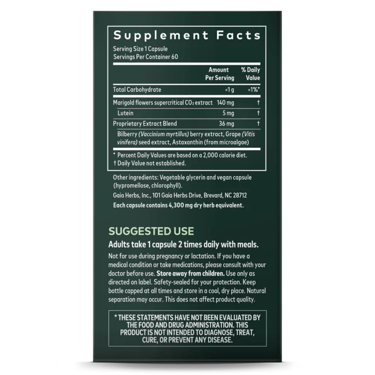 Gaia Herbs Healthy Vision facts - Nutrition, Ingredients, and Uses