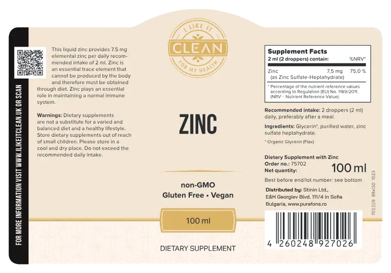 I like it Clean zinc nutrition facts