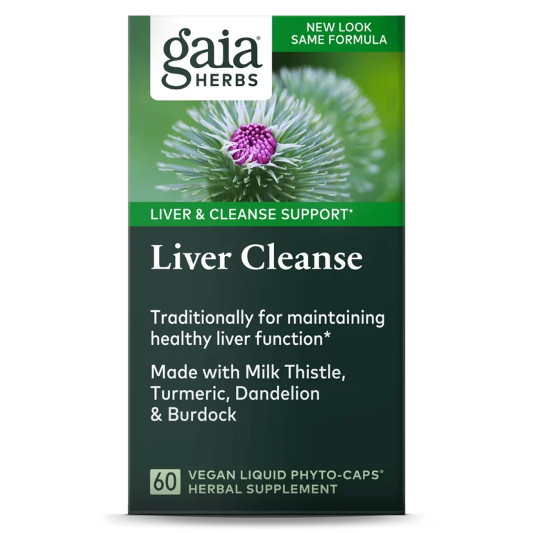 extractul de plante Liver Cleanse de la Gaia Herbs vine într-o sticlă de 60 de capsule