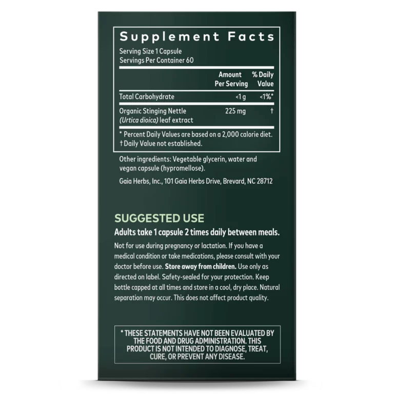 Informații suplimentare despre Frunze de urzică - nutriție, ingrediente și utilizări