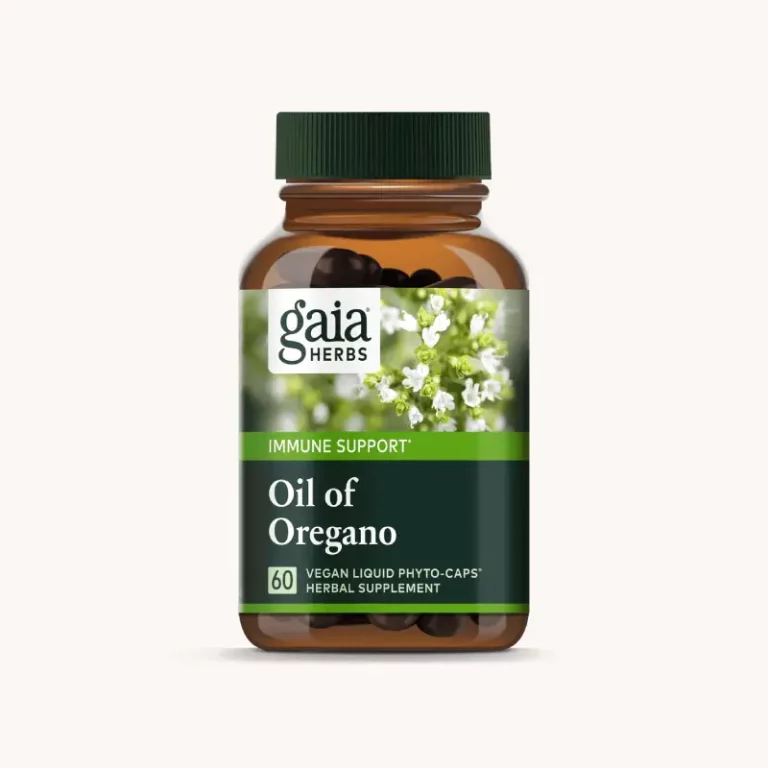 A bottle of Oil of Oregano supplement by Gaia Herbs contains 60 capsules.