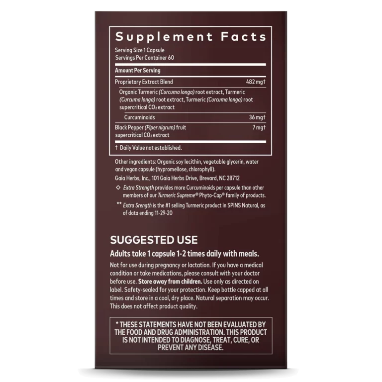 Facts about Turmeric Supreme Extra Strength Supplement - Nutritional information, ingredients, and utilization