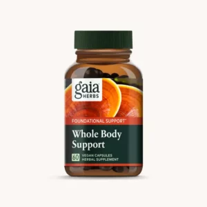 Gaia Herbs Whole Body Support Mushrooms & Herbs comes in a bottle of 60 capsules