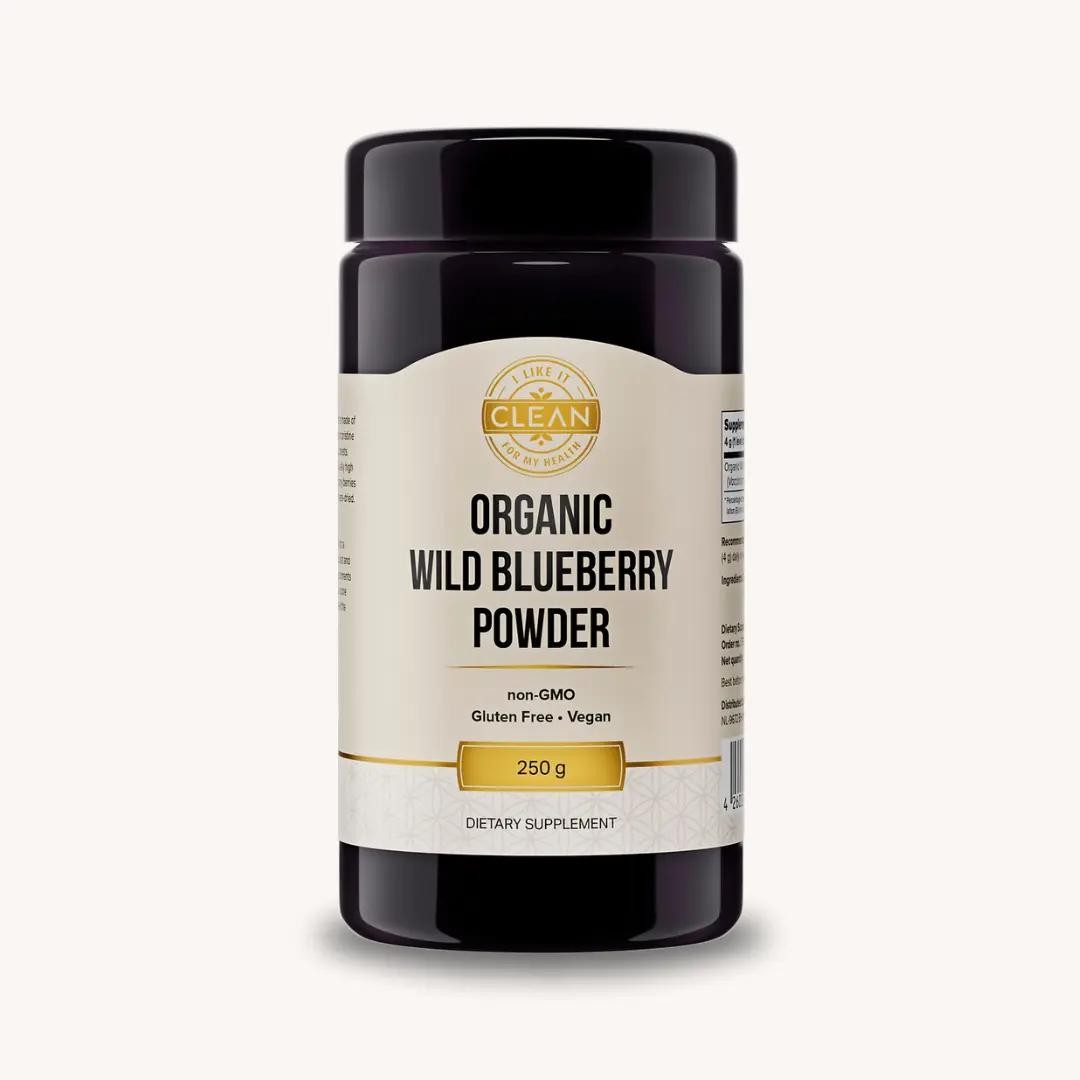 A bottle of Organic Wild Blueberries Powder - 250 g