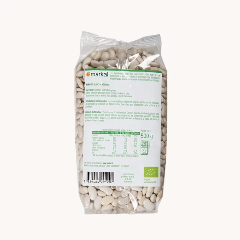 White beans medium organic 500g back